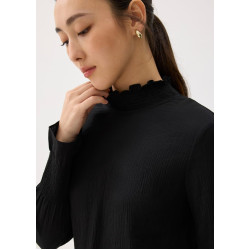 Turtle Neck Ruffle Long Sleeve Top