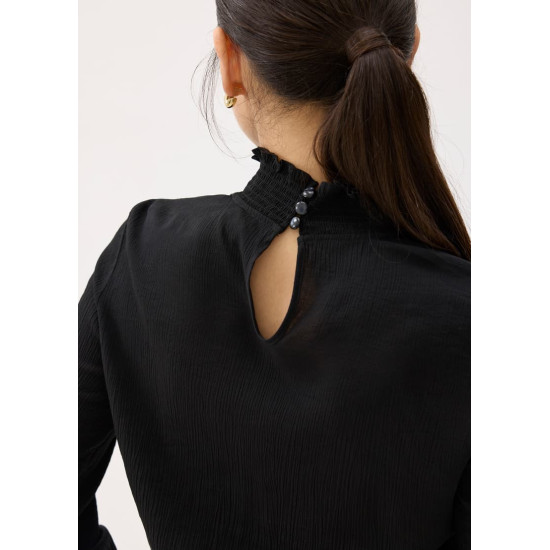 Turtle Neck Ruffle Long Sleeve Top