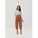 Cotton High Waist Chino Barrel Pants