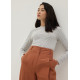 Cotton High Waist Chino Barrel Pants