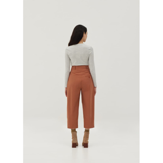 Cotton High Waist Chino Barrel Pants