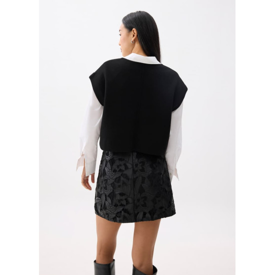 Vegan Leather Lace A-line Mini Skirt