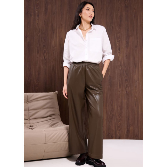 Leggy™ Elastic High Waist Vegan Leather Wide Leg Pants