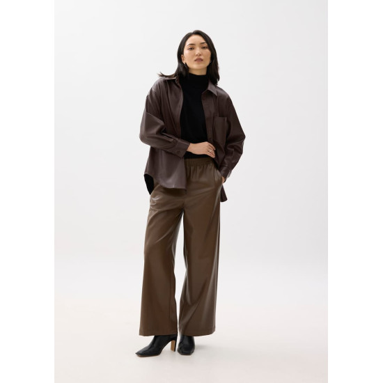 Leggy™ Elastic High Waist Vegan Leather Wide Leg Pants