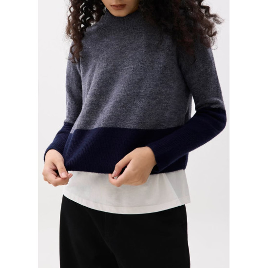 Mock Neck Colour Block Sweater