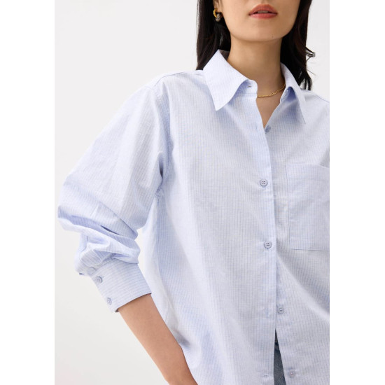 Striped Relaxed Collared Shirt