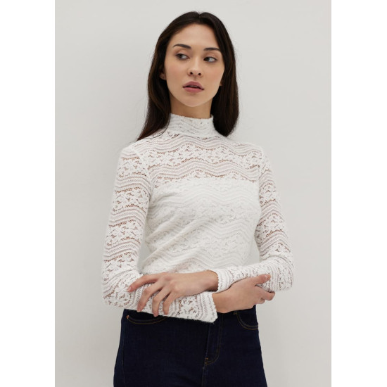 Lace Fitted Turtle Neck Top