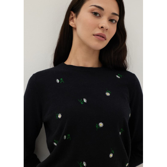 Embroidered Floral Knit Sweater