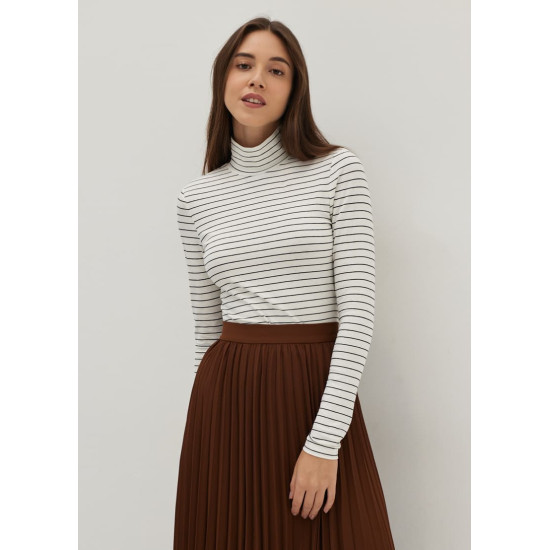 Striped Jersey Turtle Neck Tee