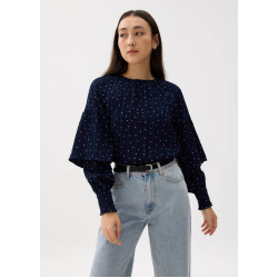 Textured Polka Dot Long Sleeve Top