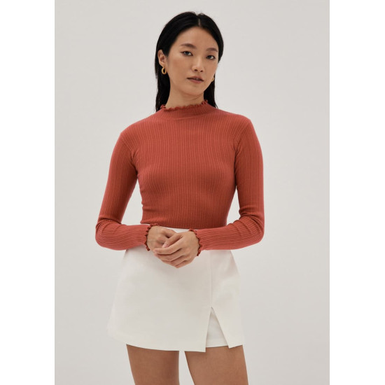 Camina Ribbed Knit Turtle Neck Top