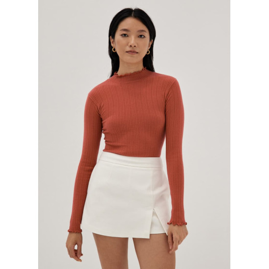 Camina Ribbed Knit Turtle Neck Top