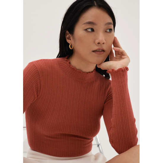 Camina Ribbed Knit Turtle Neck Top