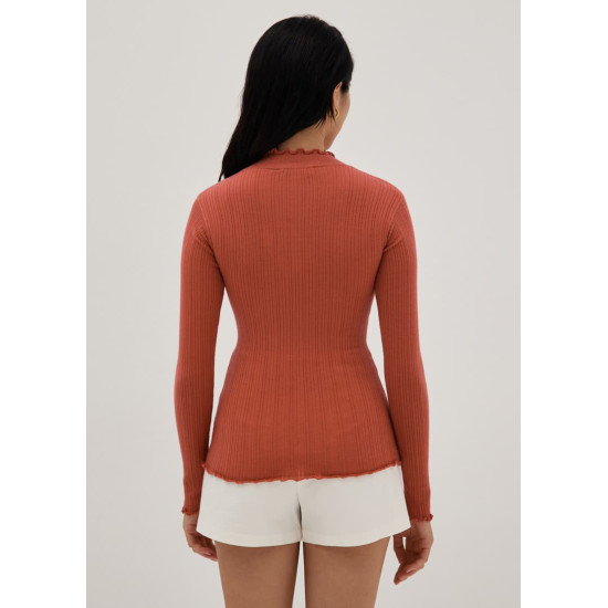 Camina Ribbed Knit Turtle Neck Top