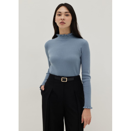 Betty Ruffle Hem Ribbed Knit Top