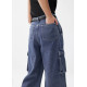 Denim Cargo Straight Leg Jeans