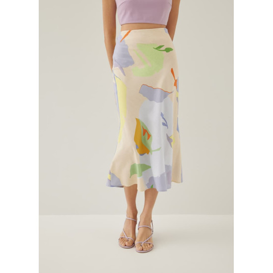 Zandra Flare Midaxi Skirt in Tropical Mirage