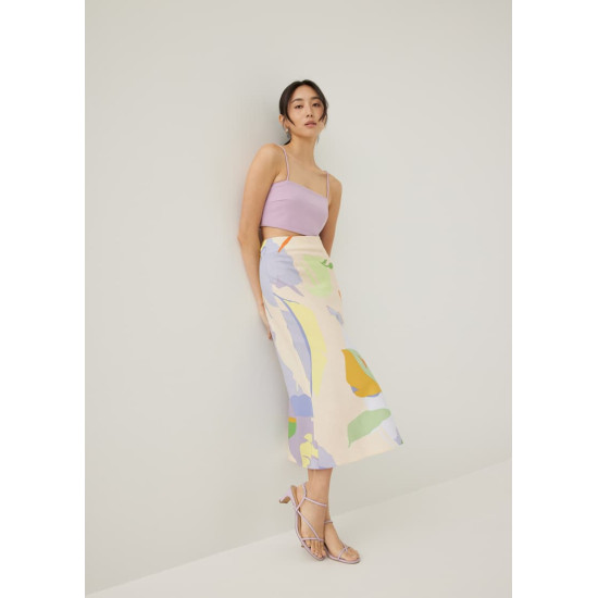 Zandra Flare Midaxi Skirt in Tropical Mirage