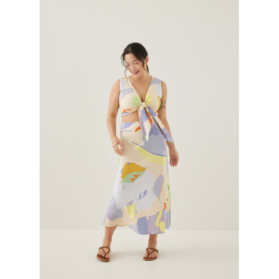 Zandra Flare Midaxi Skirt in Tropical Mirage