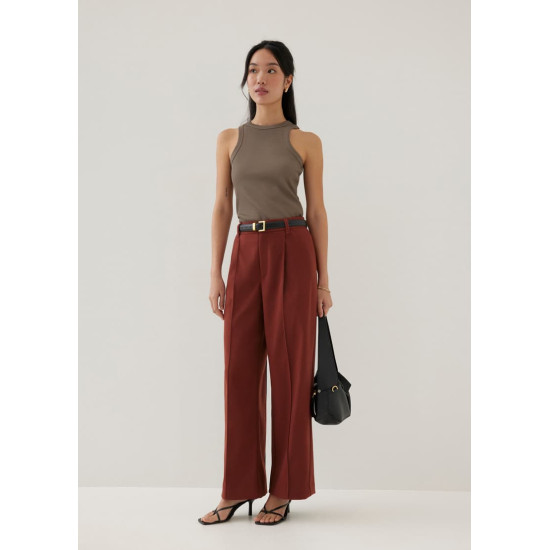 Gretal Tailored Pleated Straight Leg Pants