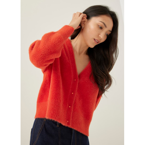 Gayla Fuzzy Knit V-neck Cardigan