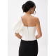 Padded Asymmetric Puff Sleeve Top