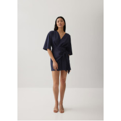 Mitch Linen Faux Wrap Dress