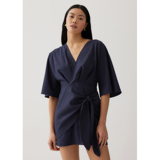 Mitch Linen Faux Wrap Dress