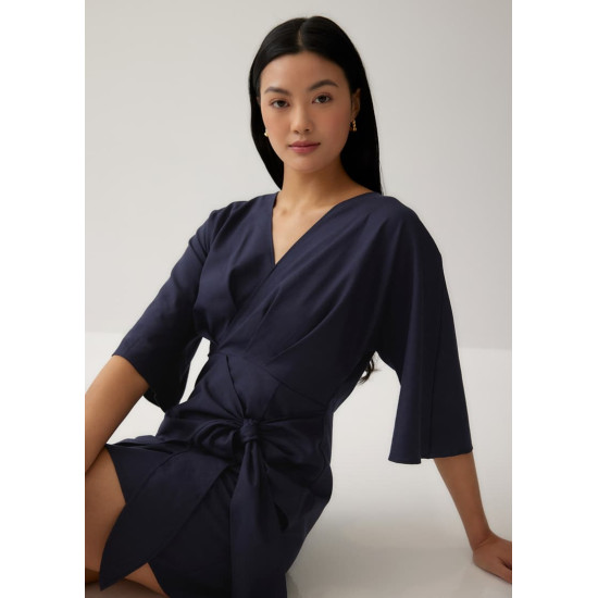 Mitch Linen Faux Wrap Dress