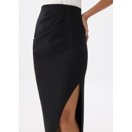 Divya Asymmetric Drape Midi Skirt