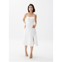 Emi Linen Fit & Flare Midi Dress