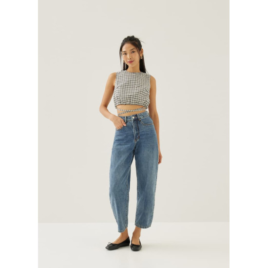 Larson Textured Gingham Crop Top