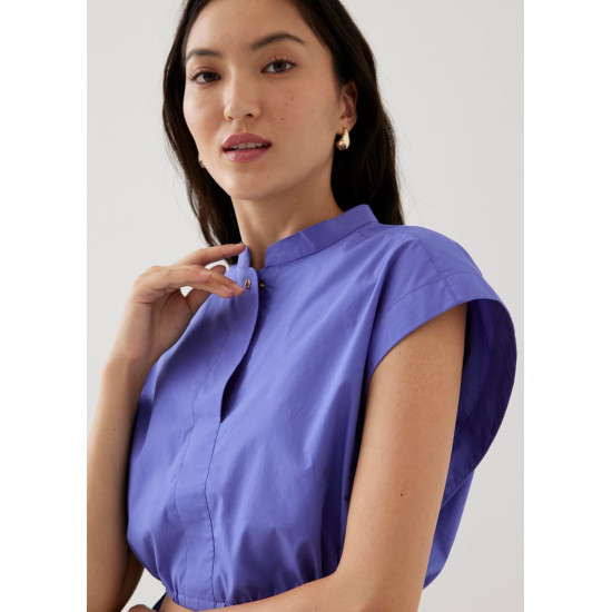 Xia Crop Mandarin Collar Top