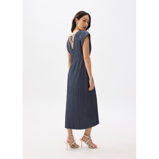 Striped V-neck Column Midaxi Dress