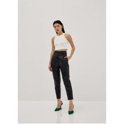 Mindi Pleather Peg Leg Trousers