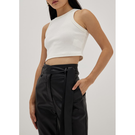 Mindi Pleather Peg Leg Trousers