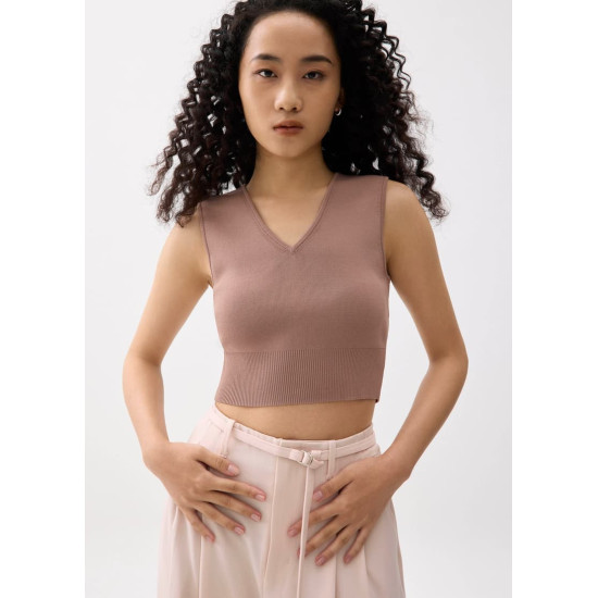 Sree Knit V-neck Crop Top