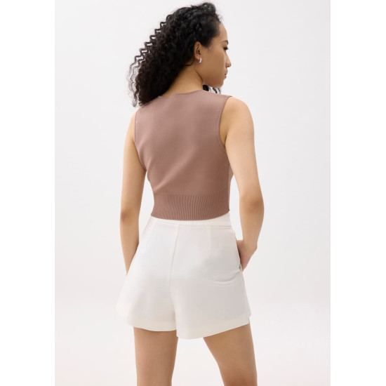 Sree Knit V-neck Crop Top