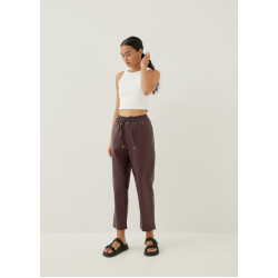 Kadence Elastic Pleather Straight Leg Jogger