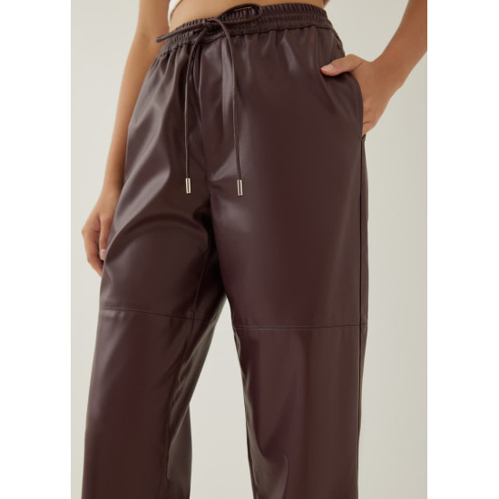 Kadence Elastic Pleather Straight Leg Jogger