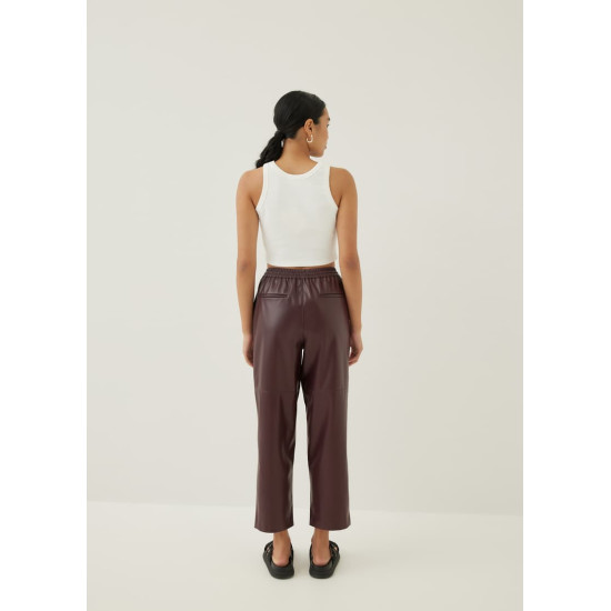 Kadence Elastic Pleather Straight Leg Jogger