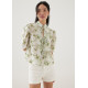 Jian Mandarin Collar Puff Sleeve Blouse in Heirloom Botanicals