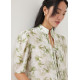 Jian Mandarin Collar Puff Sleeve Blouse in Heirloom Botanicals