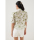 Jian Mandarin Collar Puff Sleeve Blouse in Heirloom Botanicals