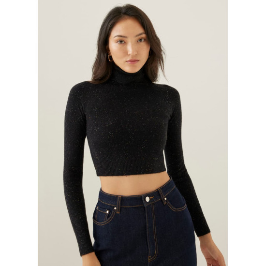 Porshe Knit Turtleneck Crop Top