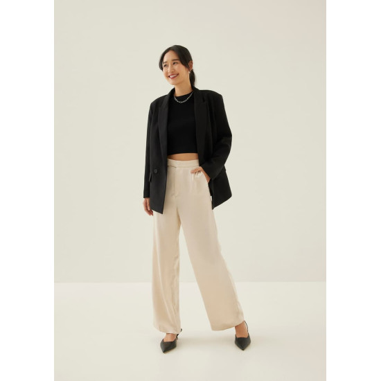 Myka Tailored Satin Straight Leg Pants