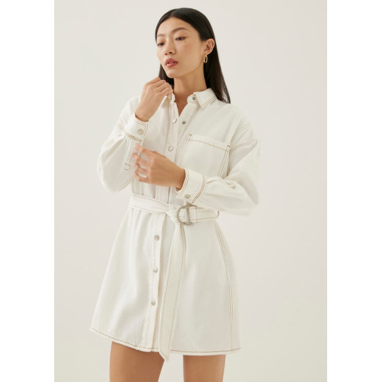 Dovie Denim Belted Mini Shirt Dress