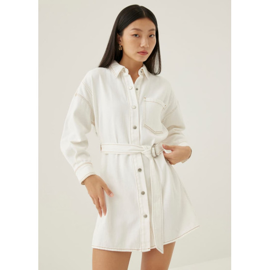 Dovie Denim Belted Mini Shirt Dress