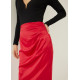 Ninda Satin Pleated Column Midi Skirt