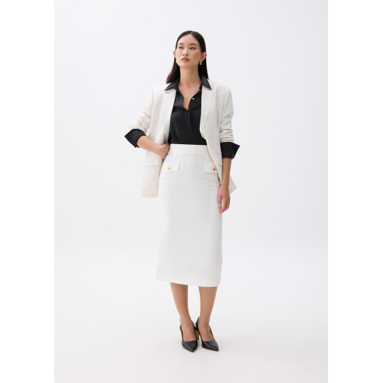 Cotton Pencil Midaxi Skirt